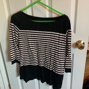 LOFT Long Sleeve Black and White Strip Shirt. Size M. Slightly Used